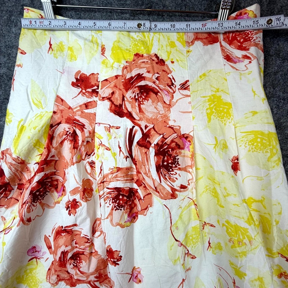 Sweet Salt Flare Skirts Womens Medium White Yellow Pink Floral Watercolor Artsy - Picture 4 of 5